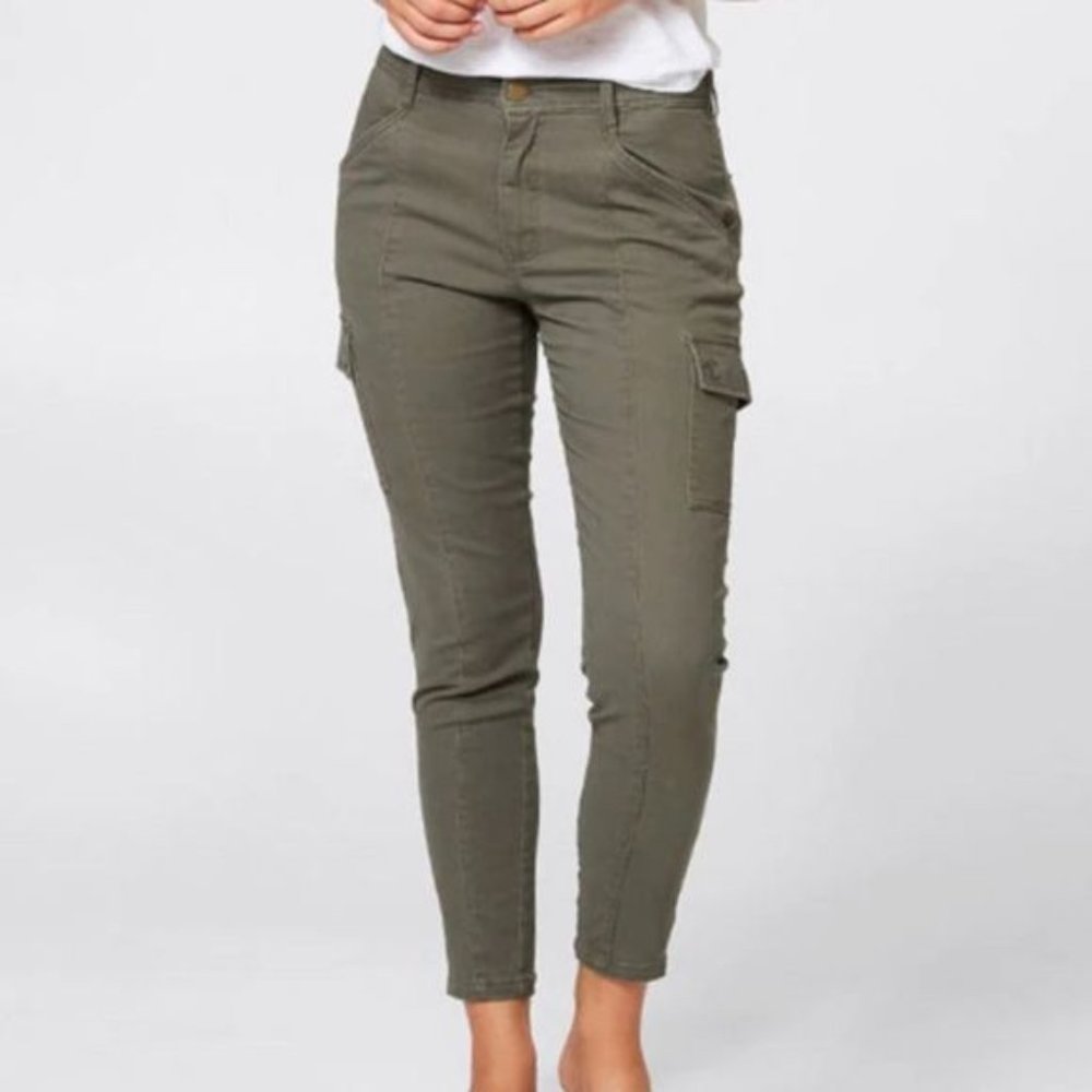 Paige army green stretchable cargo trousers pants skinny Size 25 waist